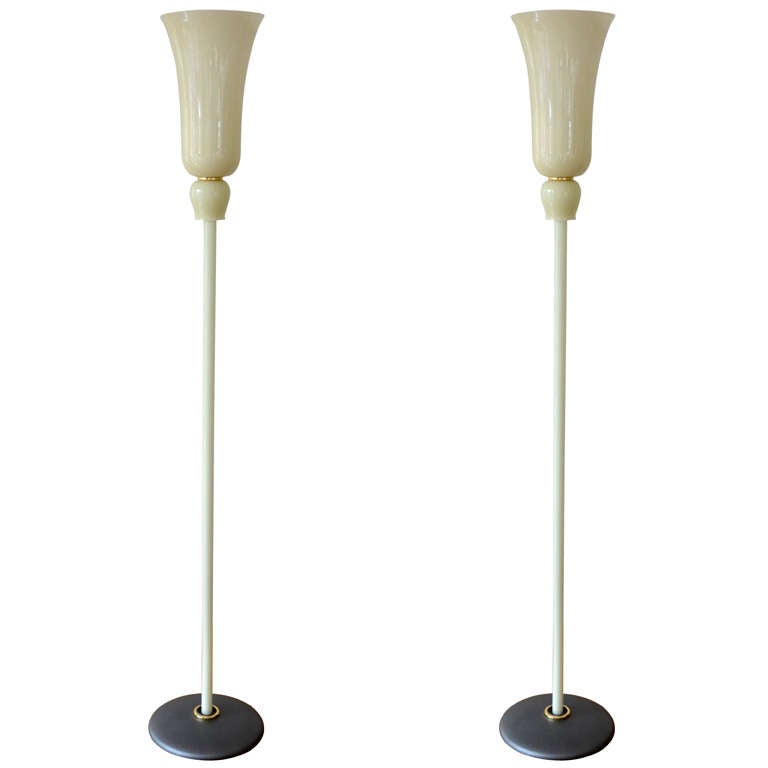 Venini Pair of Art Deco Floor Lamps For Sale